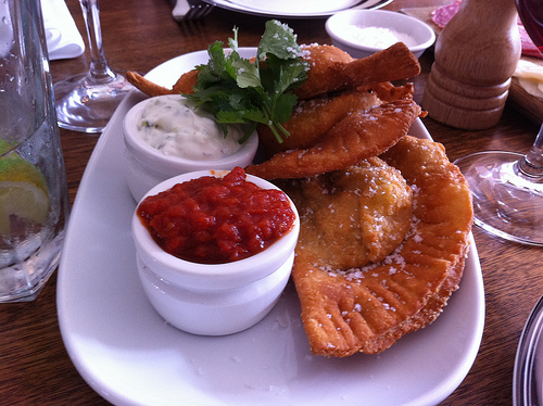 Ricotta fritters with a crushed tomato salad - Clarences