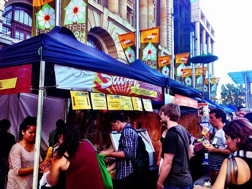 Satay stall at twilight markets