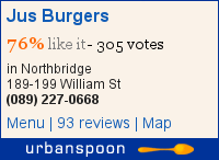 Jus Burgers (Northbridge) on Urbanspoon