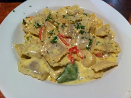 prawn & scallops ravioli, catalano's